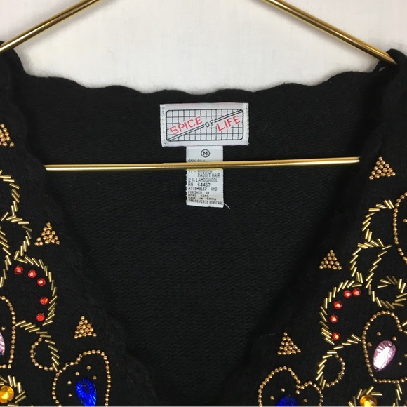 Vintage Spice of Life Silk Blend Embellished Cardigan Sweater - Picture 10 of 13